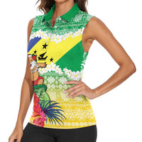 Personalised Malampa Joyeux Noel Women Sleeveless Polo Shirt Proud To Be a Ni-Van Sand Drawing Art - Polynesian Pride