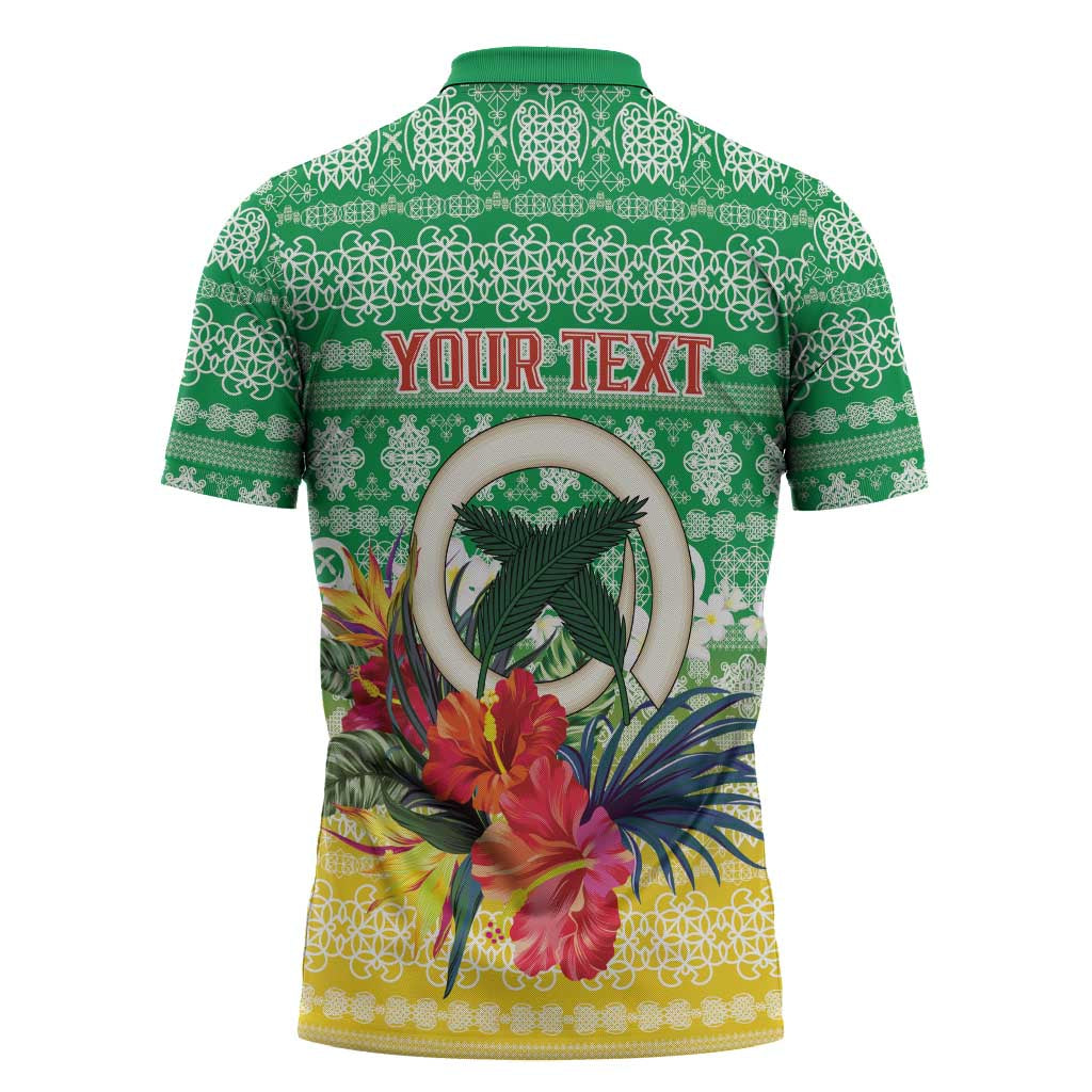 Personalised Malampa Joyeux Noel Zipper Polo Shirt Proud To Be a Ni-Van Sand Drawing Art - Polynesian Pride