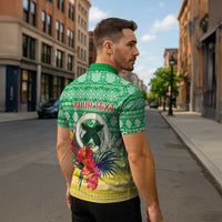 Personalised Malampa Joyeux Noel Zipper Polo Shirt Proud To Be a Ni-Van Sand Drawing Art - Polynesian Pride