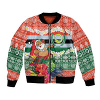Personalised Penama Joyeux Noel Bomber Jacket Proud To Be a Ni-Van Sand Drawing Art - Polynesian Pride