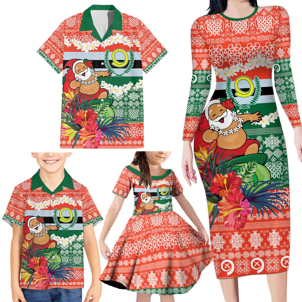 Personalised Penama Joyeux Noel Family Matching Long Sleeve Bodycon Dress and Hawaiian Shirt Proud To Be a Ni-Van Sand Drawing Art LT9 - Polynesian Pride