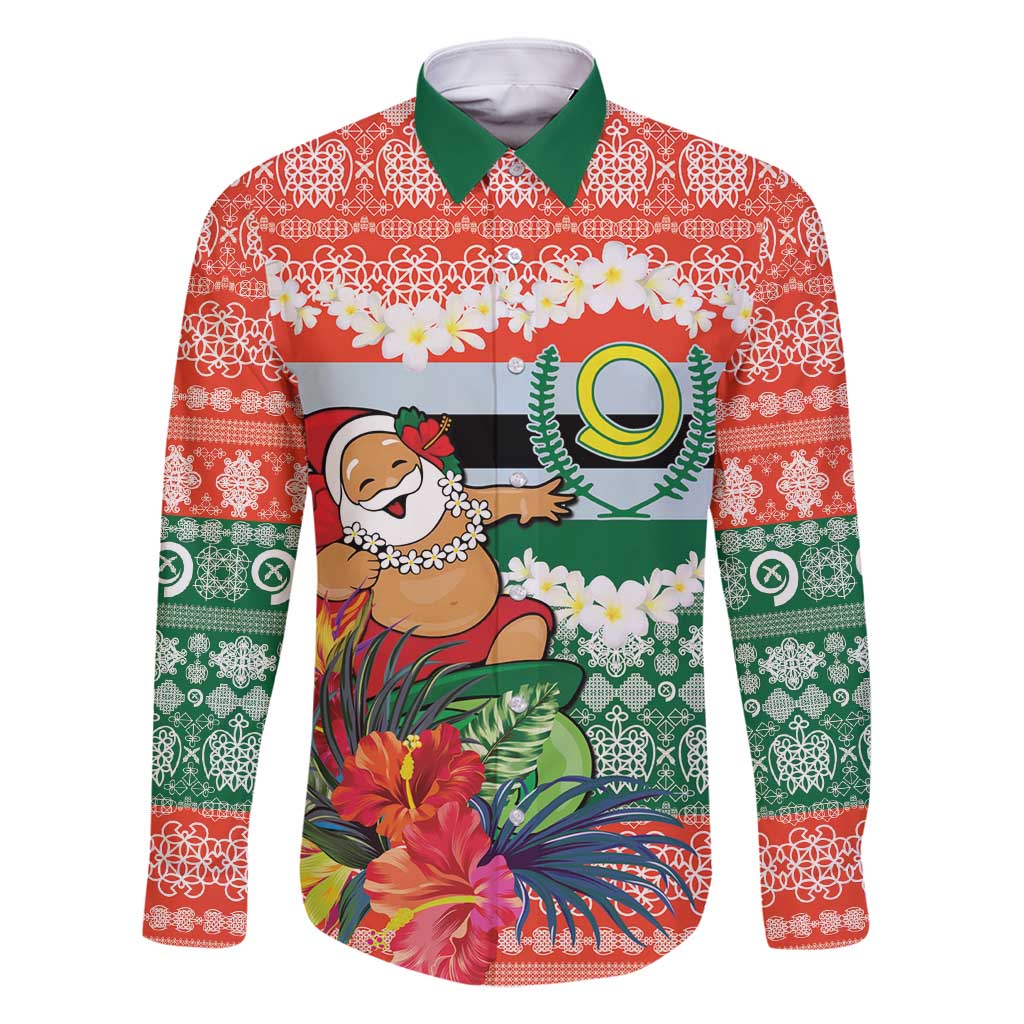 Personalised Penama Joyeux Noel Family Matching Long Sleeve Bodycon Dress and Hawaiian Shirt Proud To Be a Ni-Van Sand Drawing Art LT9 Dad's Shirt - Long Sleeve Red - Polynesian Pride