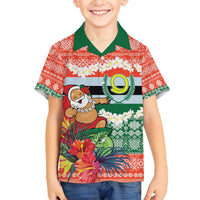 Personalised Penama Joyeux Noel Family Matching Long Sleeve Bodycon Dress and Hawaiian Shirt Proud To Be a Ni-Van Sand Drawing Art LT9 Son's Shirt Red - Polynesian Pride