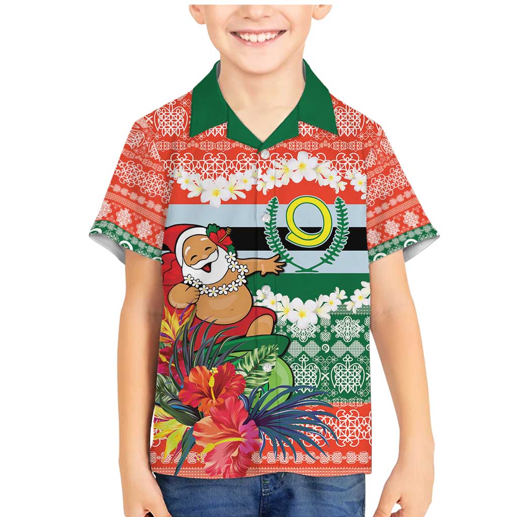 Personalised Penama Joyeux Noel Family Matching Mermaid Dress and Hawaiian Shirt Proud To Be a Ni-Van Sand Drawing Art LT9 Son's Shirt Red - Polynesian Pride