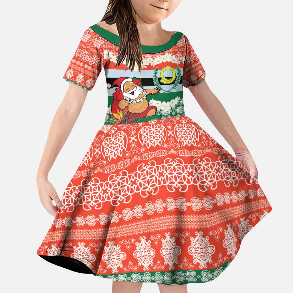 Personalised Penama Joyeux Noel Family Matching Puletasi and Hawaiian Shirt Proud To Be a Ni-Van Sand Drawing Art LT9 Daughter's Dress Red - Polynesian Pride