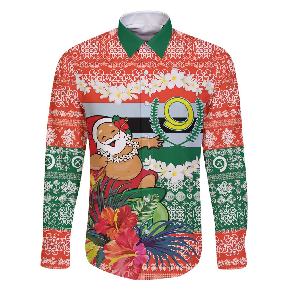 Personalised Penama Joyeux Noel Family Matching Puletasi and Hawaiian Shirt Proud To Be a Ni-Van Sand Drawing Art LT9 Dad's Shirt - Long Sleeve Red - Polynesian Pride