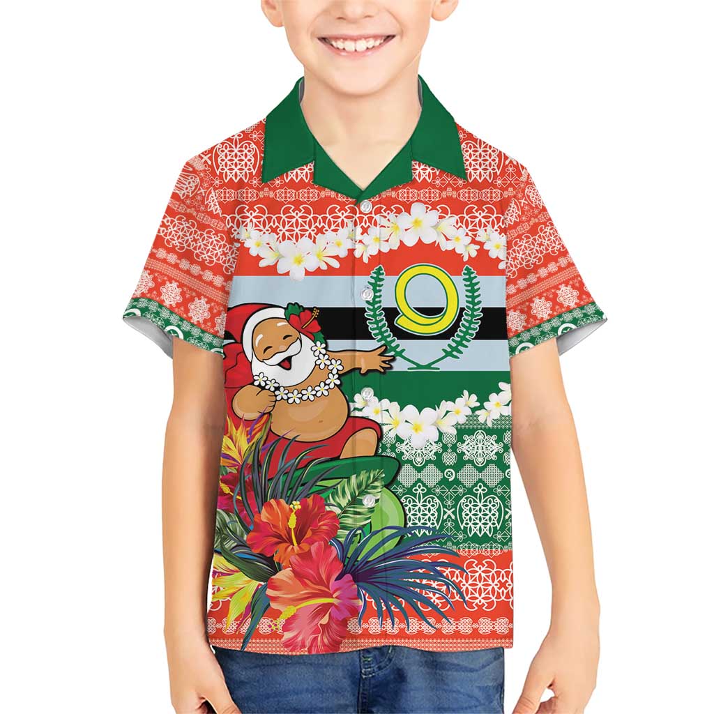 Personalised Penama Joyeux Noel Family Matching Short Sleeve Bodycon Dress and Hawaiian Shirt Proud To Be a Ni-Van Sand Drawing Art LT9 Son's Shirt Red - Polynesian Pride