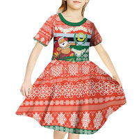 Personalised Penama Joyeux Noel Kid Short Sleeve Dress Proud To Be a Ni-Van Sand Drawing Art - Polynesian Pride