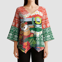 Personalised Penama Joyeux Noel Kimono Sleeve Blouse Proud To Be a Ni-Van Sand Drawing Art - Polynesian Pride