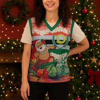 Personalised Penama Joyeux Noel Christmas Knitted V-Neck Vest Proud To Be a Ni-Van Sand Drawing Art LT9 - Polynesian Pride