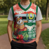 Personalised Penama Joyeux Noel Christmas Knitted V-Neck Vest Proud To Be a Ni-Van Sand Drawing Art LT9 - Polynesian Pride