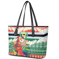 Personalised Penama Joyeux Noel Leather Tote Bag Proud To Be a Ni-Van Sand Drawing Art - Polynesian Pride