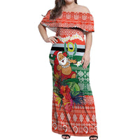 Personalised Penama Joyeux Noel Off Shoulder Maxi Dress Proud To Be a Ni-Van Sand Drawing Art - Polynesian Pride