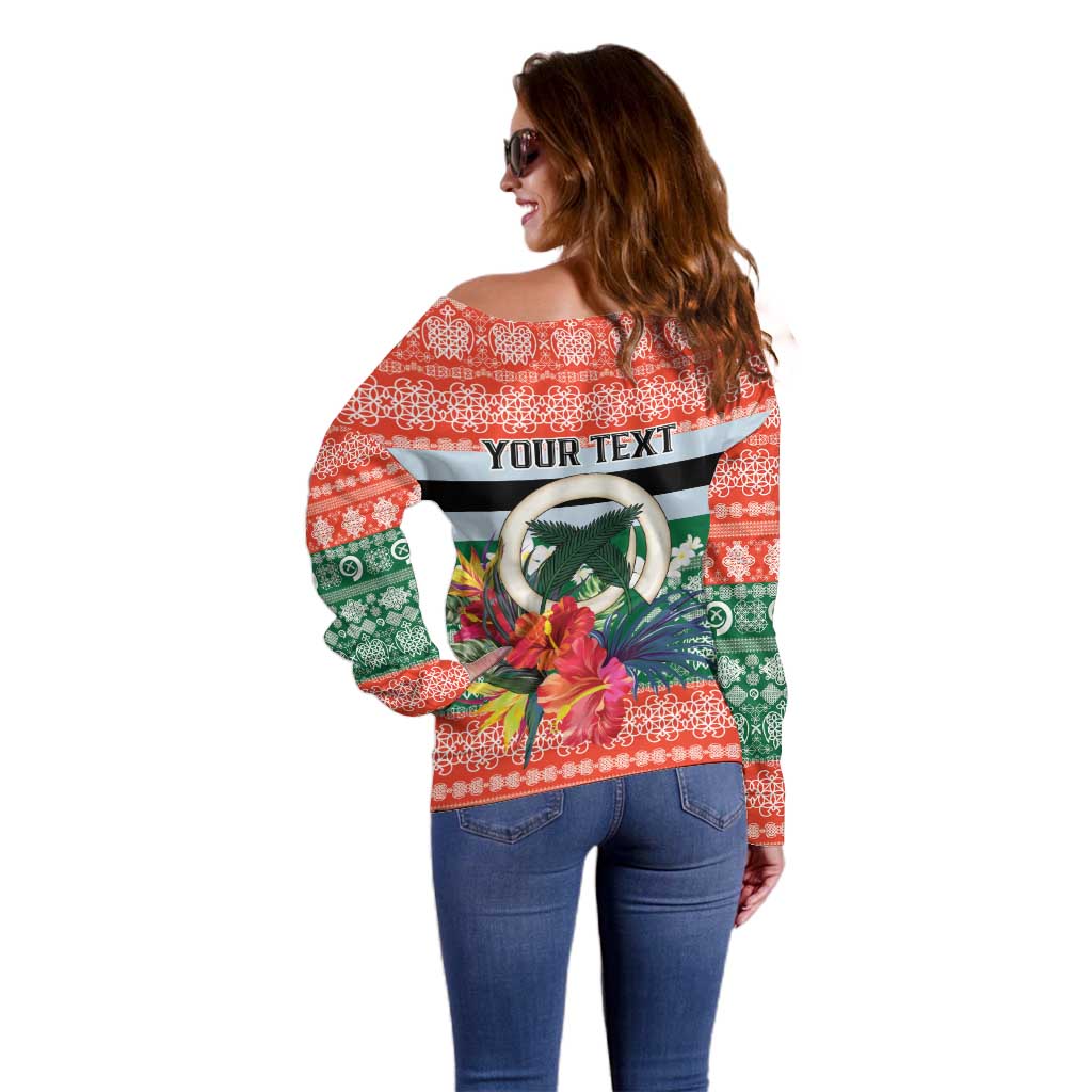 Personalised Penama Joyeux Noel Off Shoulder Sweater Proud To Be a Ni-Van Sand Drawing Art - Polynesian Pride