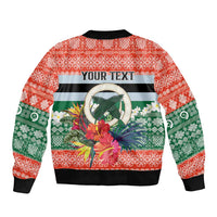 Personalised Penama Joyeux Noel Sleeve Zip Bomber Jacket Proud To Be a Ni-Van Sand Drawing Art - Polynesian Pride