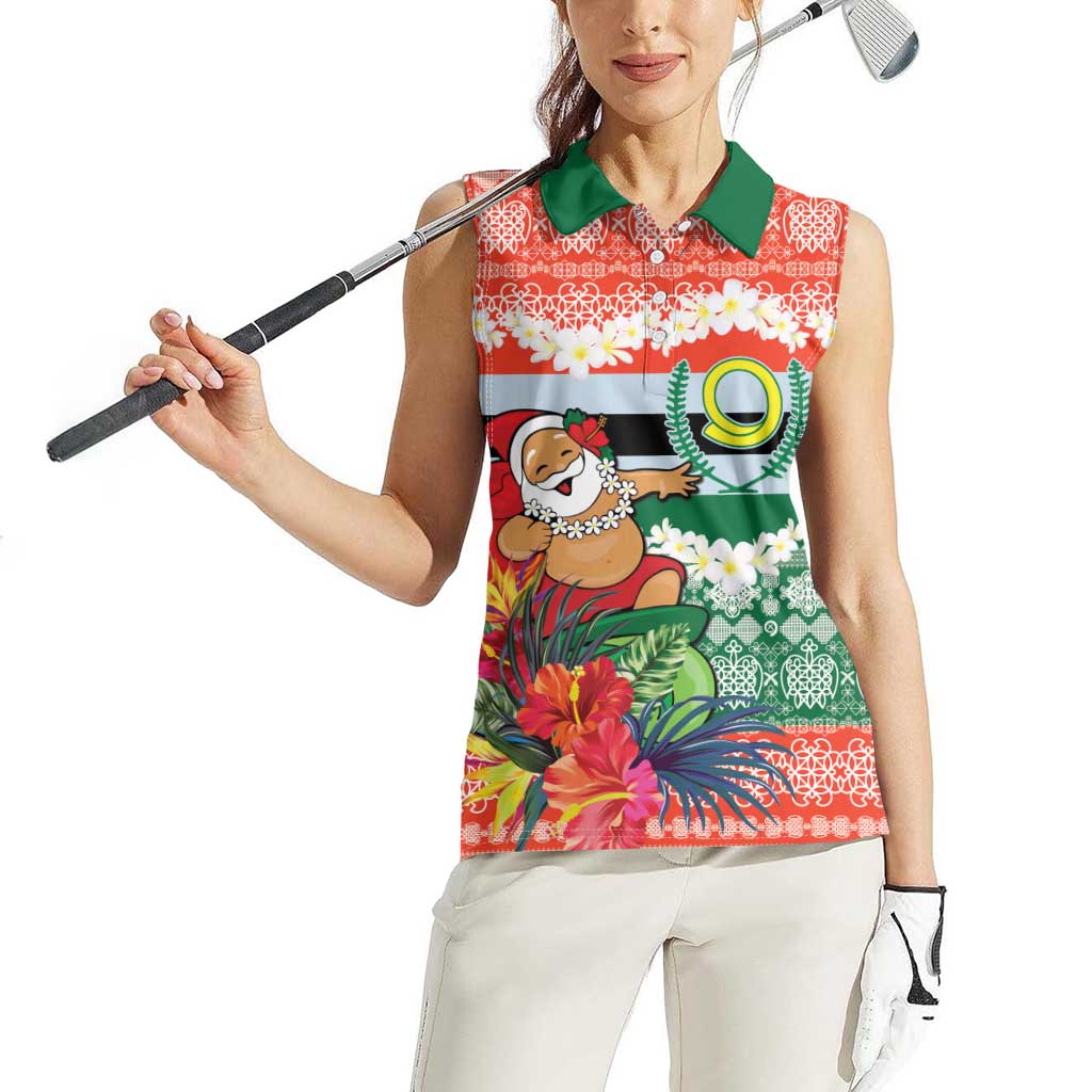 Personalised Penama Joyeux Noel Women Sleeveless Polo Shirt Proud To Be a Ni-Van Sand Drawing Art - Polynesian Pride