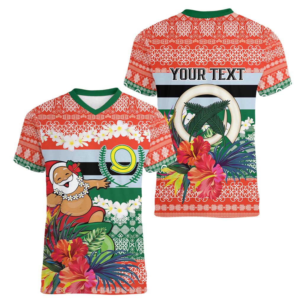 Personalised Penama Joyeux Noel Women V-Neck T-Shirt Proud To Be a Ni-Van Sand Drawing Art - Polynesian Pride