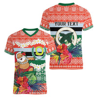 Personalised Penama Joyeux Noel Women V-Neck T-Shirt Proud To Be a Ni-Van Sand Drawing Art - Polynesian Pride