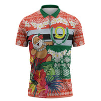 Personalised Penama Joyeux Noel Zipper Polo Shirt Proud To Be a Ni-Van Sand Drawing Art - Polynesian Pride