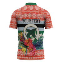 Personalised Penama Joyeux Noel Zipper Polo Shirt Proud To Be a Ni-Van Sand Drawing Art - Polynesian Pride