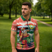 Personalised Penama Joyeux Noel Zipper Polo Shirt Proud To Be a Ni-Van Sand Drawing Art - Polynesian Pride