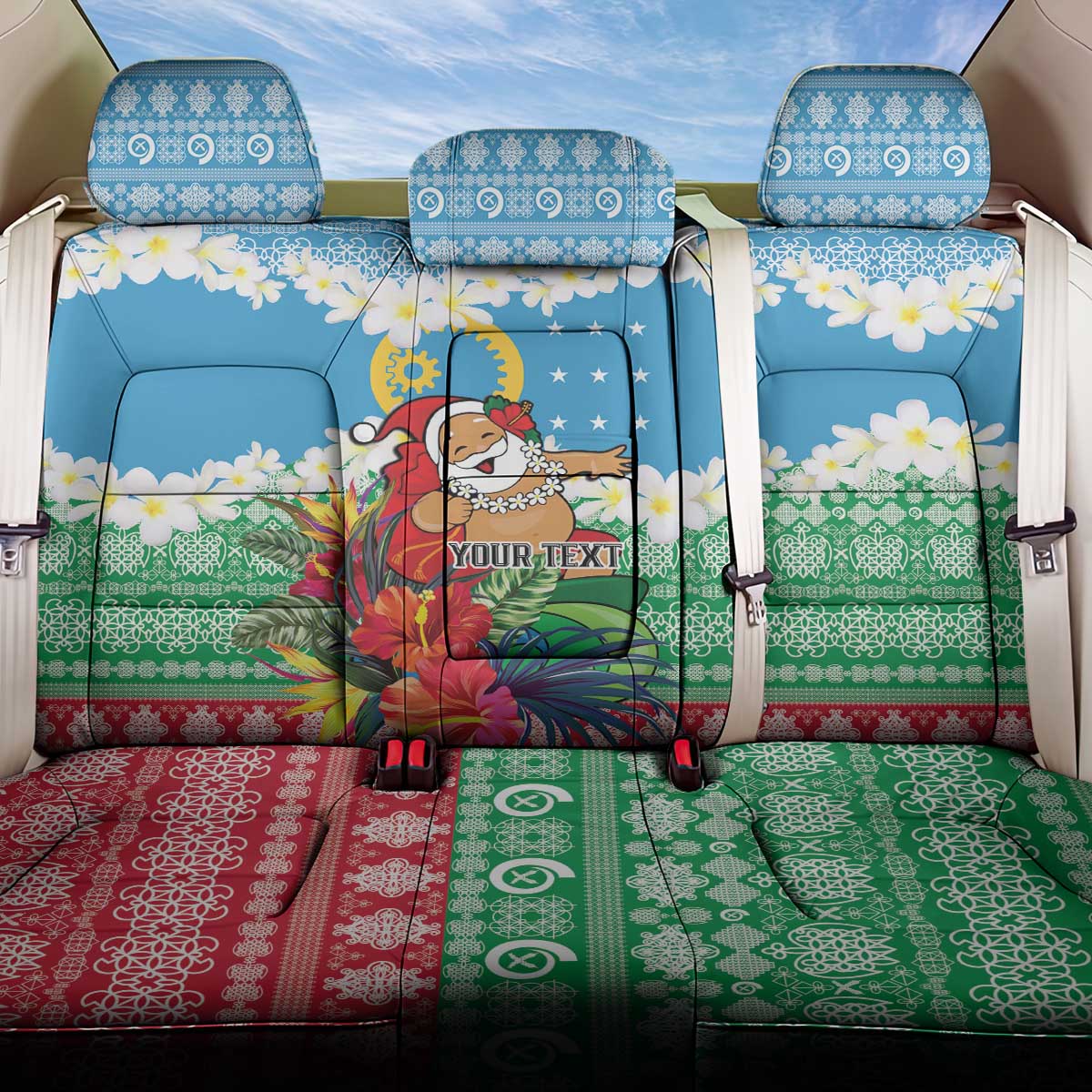 Personalised Sanma Joyeux Noel Back Car Seat Cover Proud To Be a Ni-Van Sand Drawing Art - Polynesian Pride