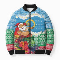Personalised Sanma Joyeux Noel Bomber Puffer Jacket Proud To Be a Ni-Van Sand Drawing Art - Polynesian Pride