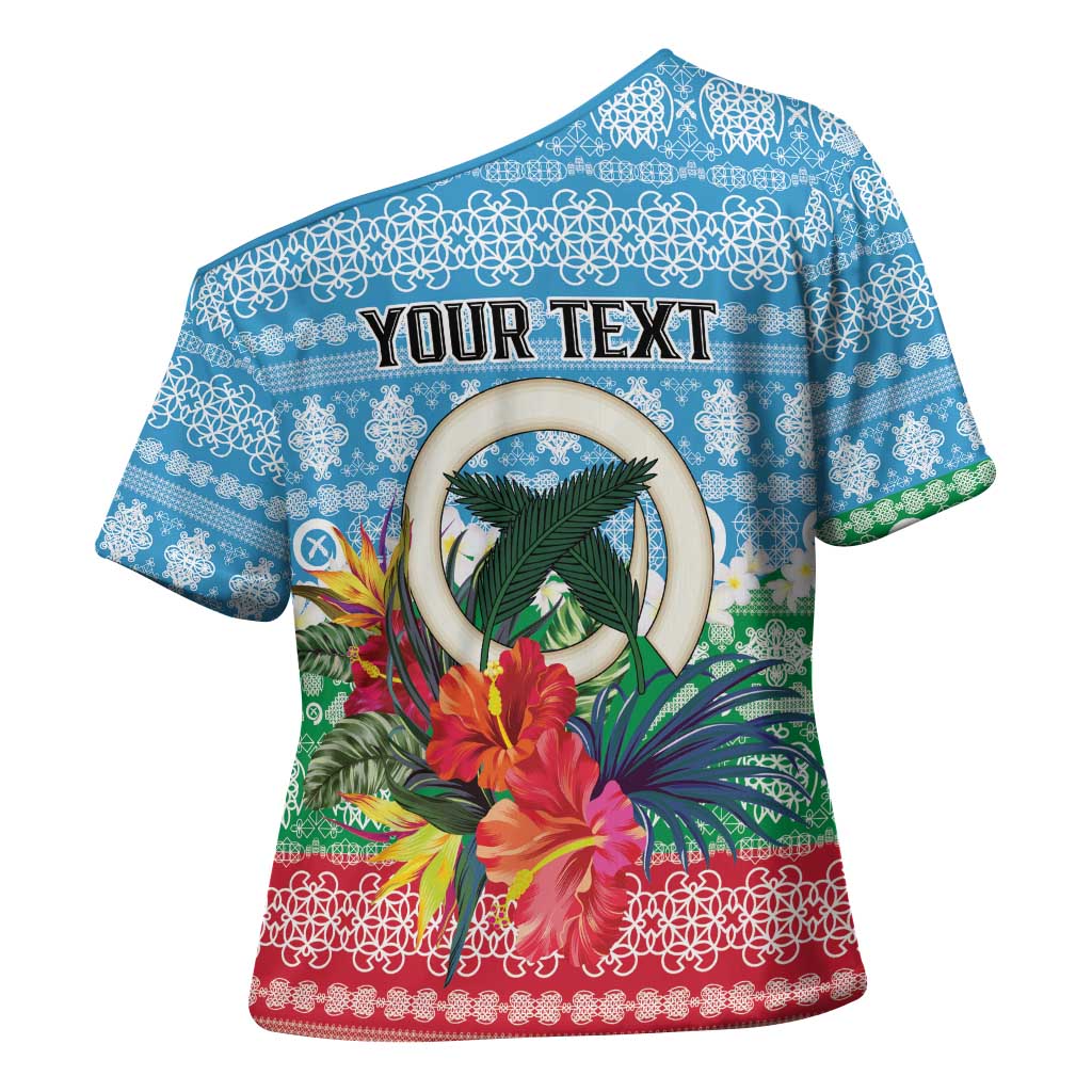 Personalised Sanma Joyeux Noel Cross Shoulder Shirt Proud To Be a Ni-Van Sand Drawing Art - Polynesian Pride
