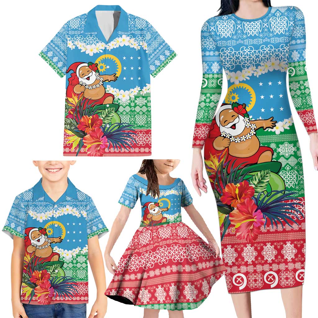 Personalised Sanma Joyeux Noel Family Matching Long Sleeve Bodycon Dress and Hawaiian Shirt Proud To Be a Ni-Van Sand Drawing Art LT9 - Polynesian Pride