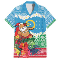 Personalised Sanma Joyeux Noel Family Matching Long Sleeve Bodycon Dress and Hawaiian Shirt Proud To Be a Ni-Van Sand Drawing Art LT9 Dad's Shirt - Short Sleeve Blue - Polynesian Pride