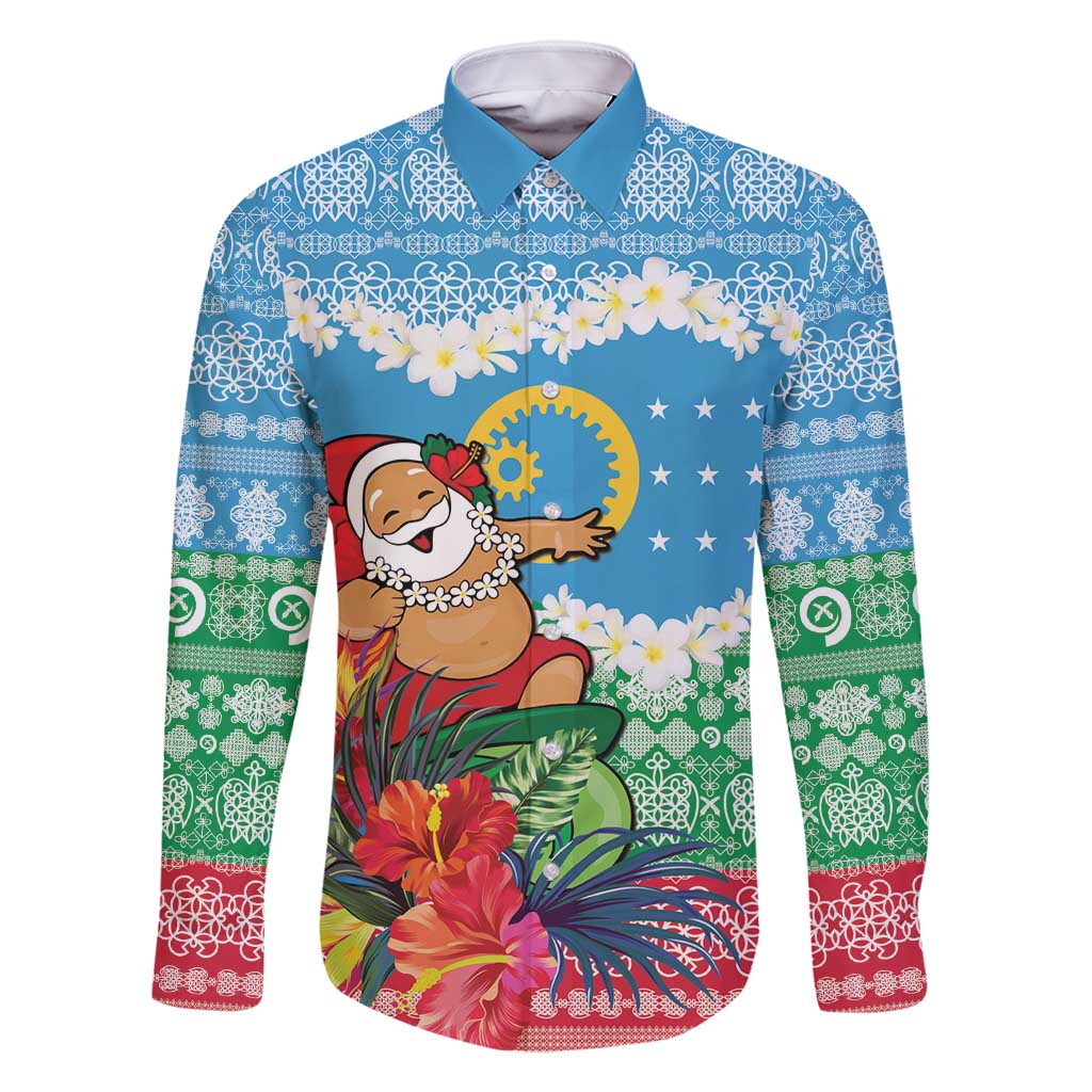 Personalised Sanma Joyeux Noel Family Matching Mermaid Dress and Hawaiian Shirt Proud To Be a Ni-Van Sand Drawing Art LT9 Dad's Shirt - Long Sleeve Blue - Polynesian Pride