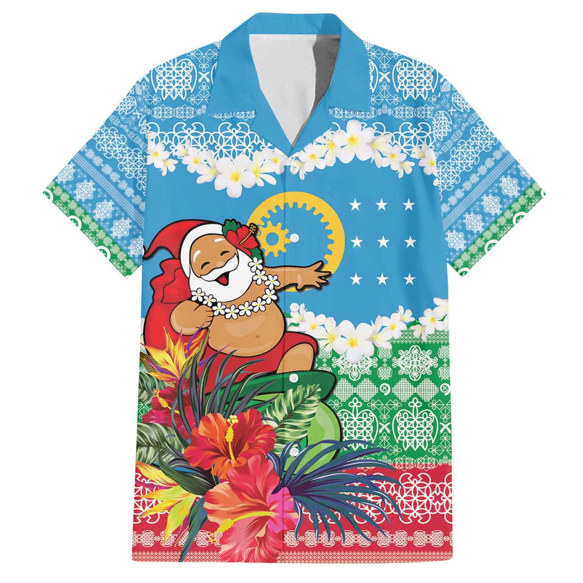 Personalised Sanma Joyeux Noel Family Matching Off The Shoulder Long Sleeve Dress and Hawaiian Shirt Proud To Be a Ni-Van Sand Drawing Art - Polynesian Pride