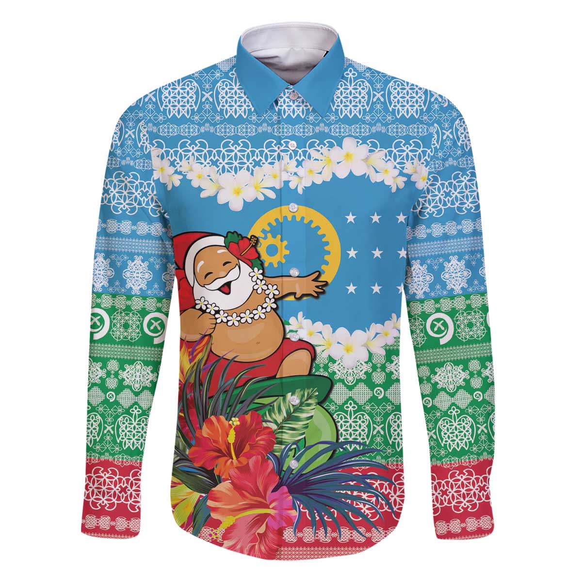 Personalised Sanma Joyeux Noel Family Matching Off The Shoulder Long Sleeve Dress and Hawaiian Shirt Proud To Be a Ni-Van Sand Drawing Art - Polynesian Pride