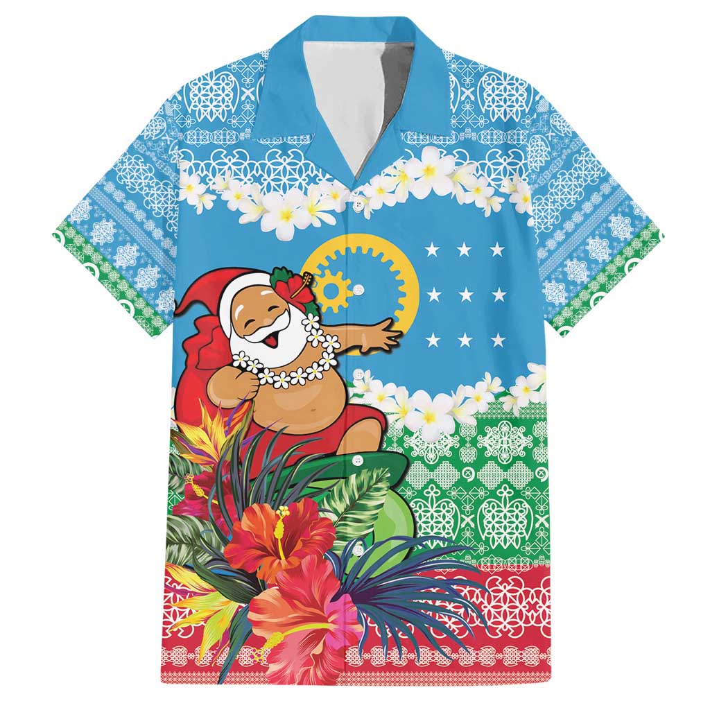 Personalised Sanma Joyeux Noel Family Matching Short Sleeve Bodycon Dress and Hawaiian Shirt Proud To Be a Ni-Van Sand Drawing Art LT9 Dad's Shirt - Short Sleeve Blue - Polynesian Pride
