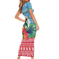 Personalised Sanma Joyeux Noel Family Matching Short Sleeve Bodycon Dress and Hawaiian Shirt Proud To Be a Ni-Van Sand Drawing Art LT9 - Polynesian Pride