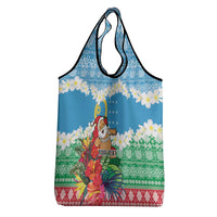 Personalised Sanma Joyeux Noel Grocery Bag Proud To Be a Ni-Van Sand Drawing Art - Polynesian Pride
