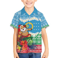 Personalised Sanma Joyeux Noel Kid Hawaiian Shirt Proud To Be a Ni-Van Sand Drawing Art - Polynesian Pride