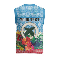 Personalised Sanma Joyeux Noel Christmas Knitted V-Neck Vest Proud To Be a Ni-Van Sand Drawing Art LT9 - Polynesian Pride