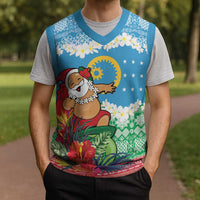 Personalised Sanma Joyeux Noel Christmas Knitted V-Neck Vest Proud To Be a Ni-Van Sand Drawing Art LT9 - Polynesian Pride