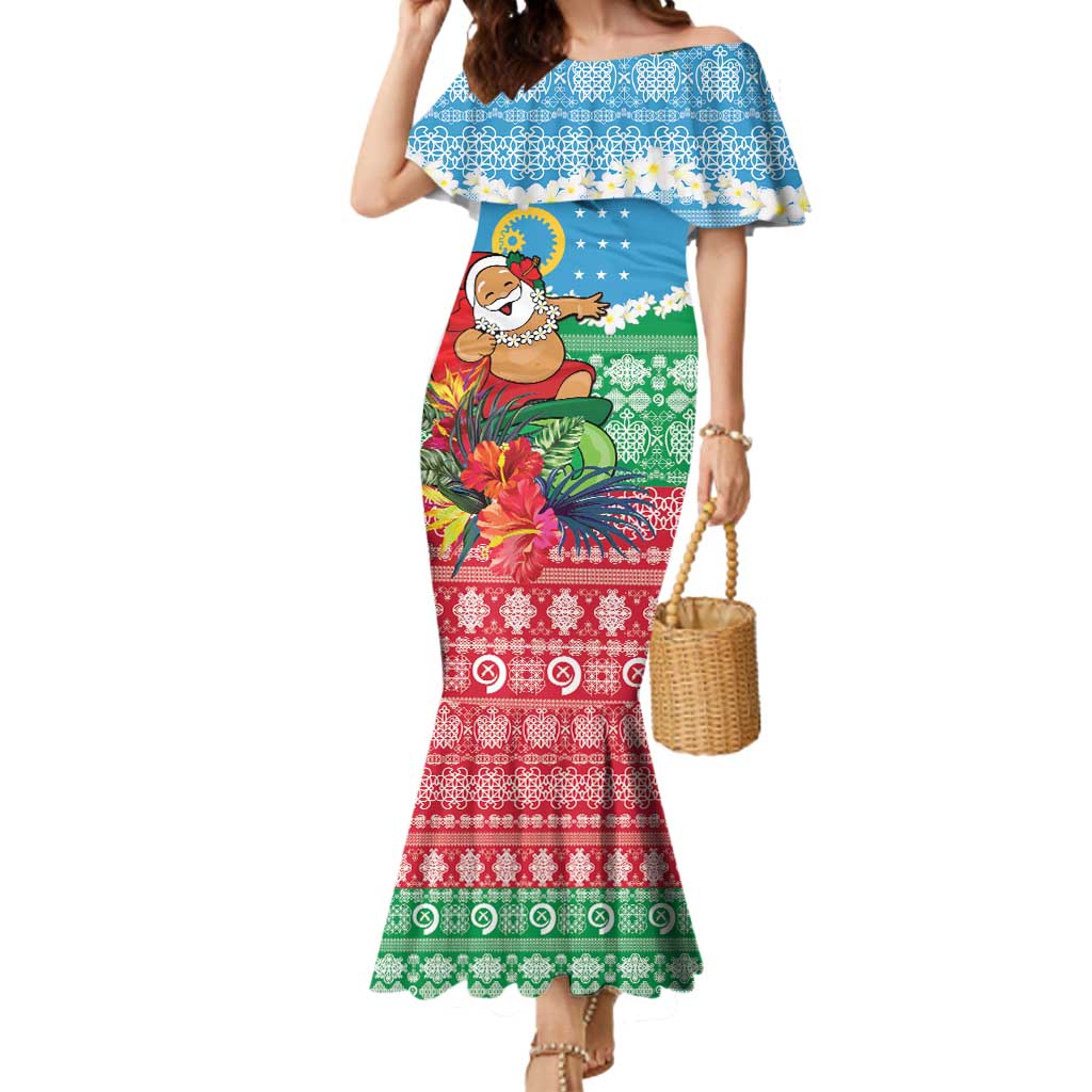 Personalised Sanma Joyeux Noel Mermaid Dress Proud To Be a Ni-Van Sand Drawing Art - Polynesian Pride
