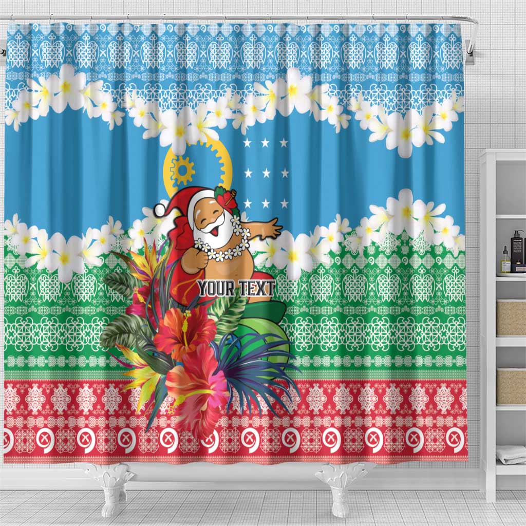 Personalised Sanma Joyeux Noel Shower Curtain Proud To Be a Ni-Van Sand Drawing Art - Polynesian Pride