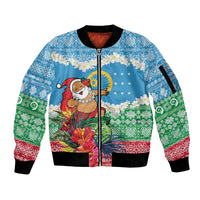 Personalised Sanma Joyeux Noel Sleeve Zip Bomber Jacket Proud To Be a Ni-Van Sand Drawing Art - Polynesian Pride