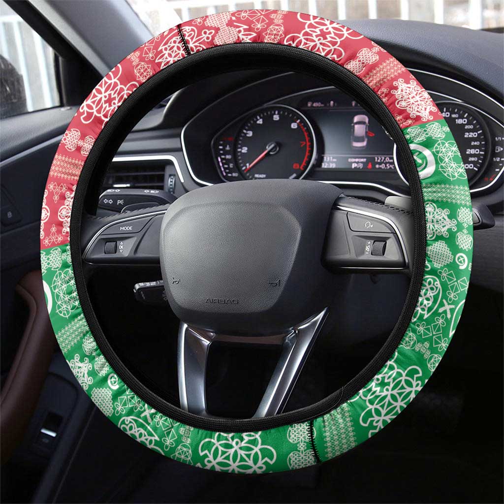 Sanma Joyeux Noel Steering Wheel Cover Proud To Be a Ni-Van Sand Drawing Art - Polynesian Pride
