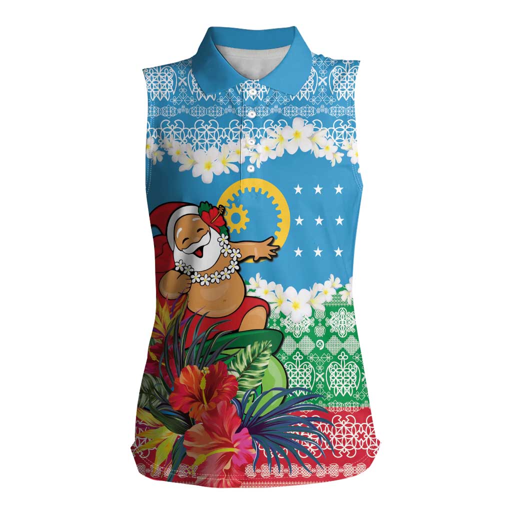 Personalised Sanma Joyeux Noel Women Sleeveless Polo Shirt Proud To Be a Ni-Van Sand Drawing Art - Polynesian Pride