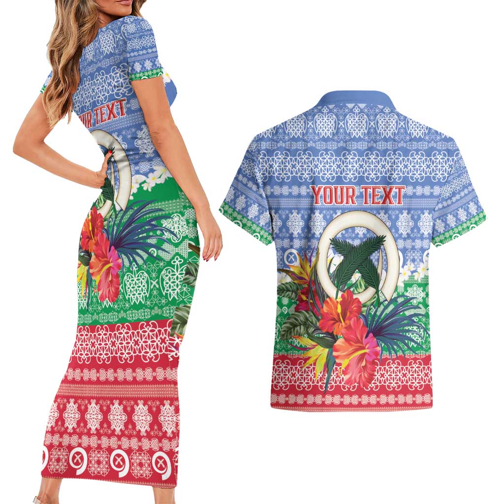 Personalised Shefa Joyeux Noel Couples Matching Short Sleeve Bodycon Dress and Hawaiian Shirt Proud To Be a Ni-Van Sand Drawing Art - Polynesian Pride