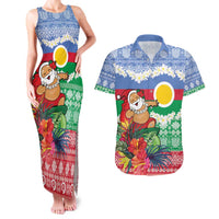 Personalised Shefa Joyeux Noel Couples Matching Tank Maxi Dress and Hawaiian Shirt Proud To Be a Ni-Van Sand Drawing Art - Polynesian Pride