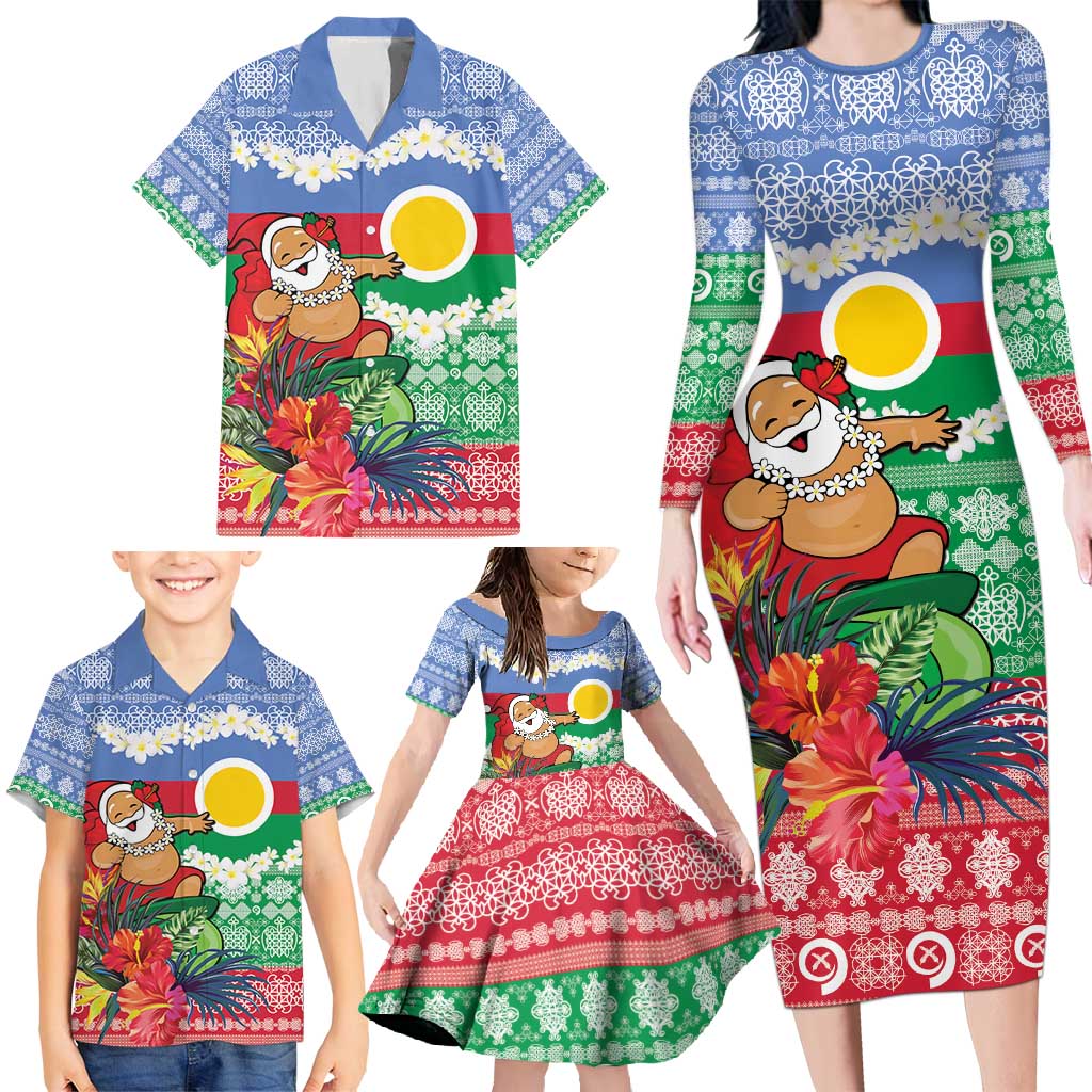 Personalised Shefa Joyeux Noel Family Matching Long Sleeve Bodycon Dress and Hawaiian Shirt Proud To Be a Ni-Van Sand Drawing Art LT9 - Polynesian Pride