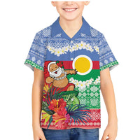 Personalised Shefa Joyeux Noel Family Matching Mermaid Dress and Hawaiian Shirt Proud To Be a Ni-Van Sand Drawing Art LT9 Son's Shirt Blue - Polynesian Pride