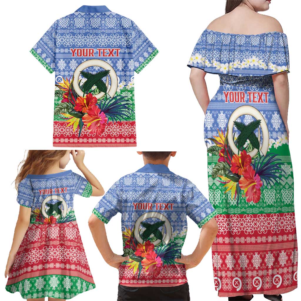 Personalised Shefa Joyeux Noel Family Matching Off Shoulder Maxi Dress and Hawaiian Shirt Proud To Be a Ni-Van Sand Drawing Art - Polynesian Pride