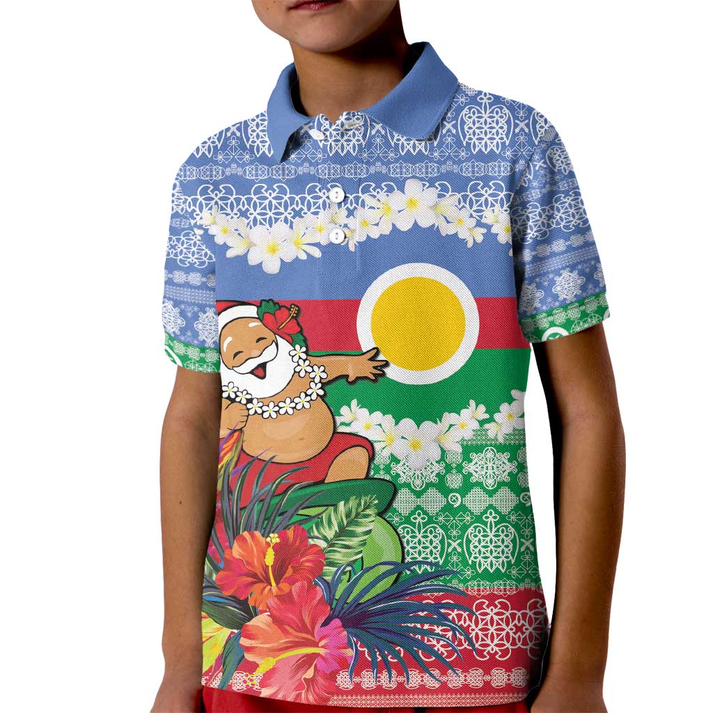 Personalised Shefa Joyeux Noel Kid Polo Shirt Proud To Be a Ni-Van Sand Drawing Art - Polynesian Pride